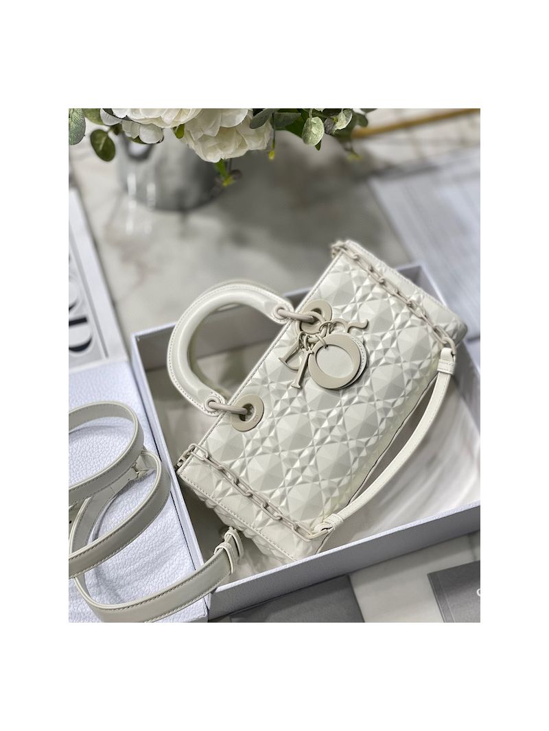 Dior Lady D-Joy Bag Latte Cannage Calfskin with Diamond Motif M0540I