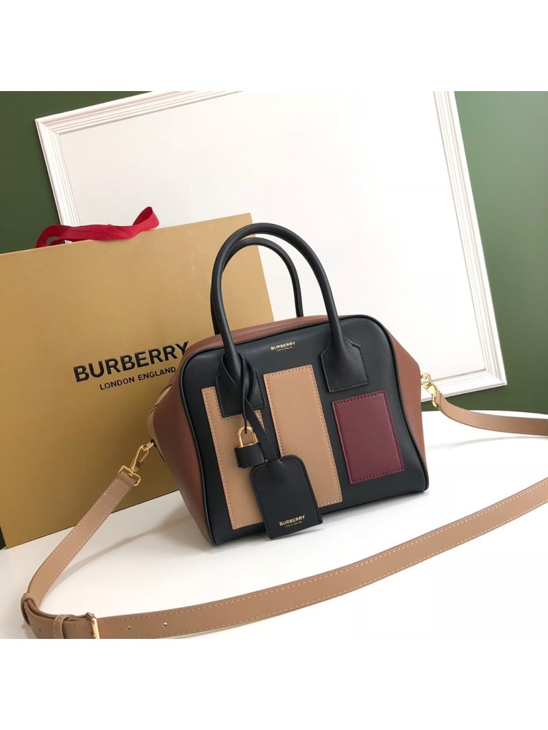 Burberry Small Panelled Leather Cube Bag Black