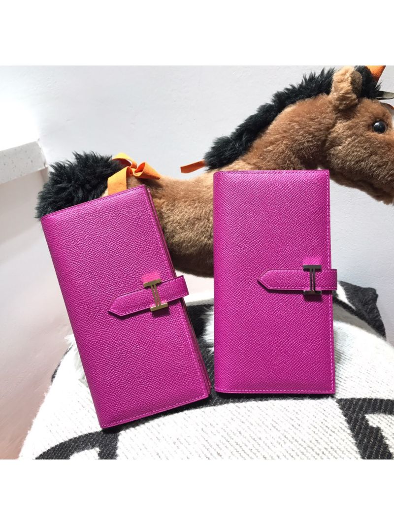 Hermes Bearn Long Wallet H039785 Rose Pourpre