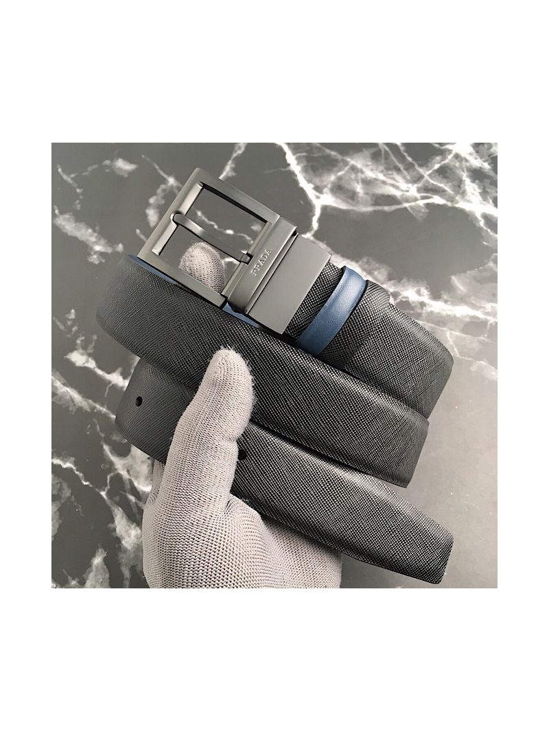Prada Saffiano Cuir Leather Reversible Belt 2cc004