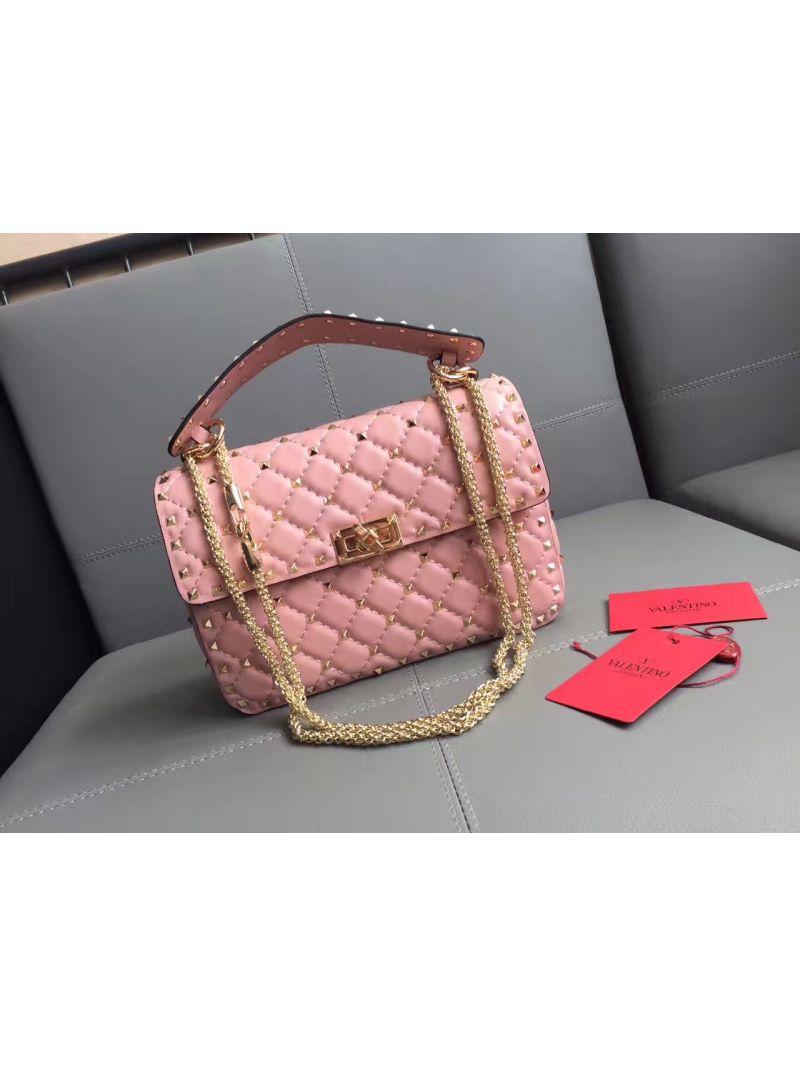 Valentino Garavani Rockstud Spike Quilted Leather Chain bag Pink