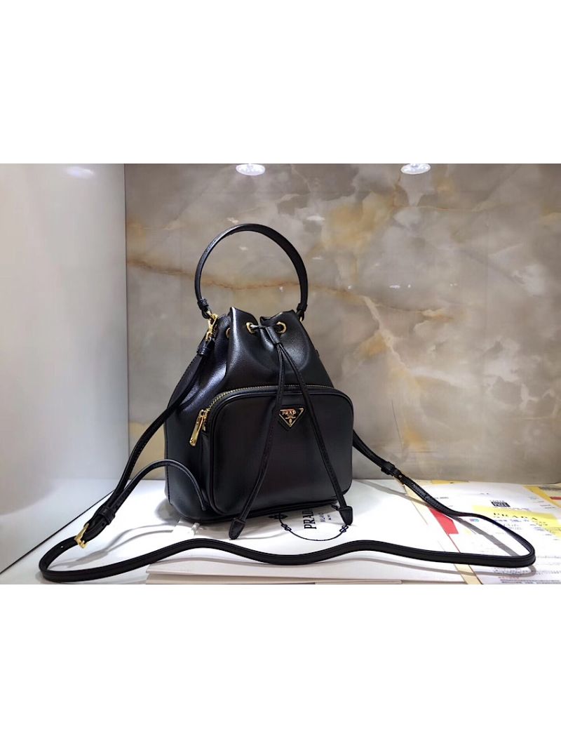 Prada Leather bucket bag 1bh038 Black