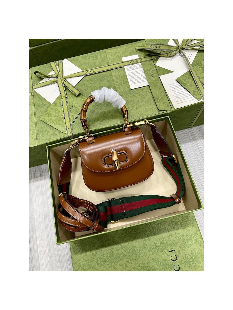 Gucci Mini Top Handle Bag With Bamboo 686864 Brown