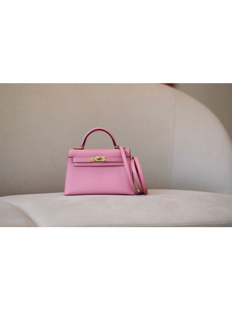 Hermès Epsom Leather Mini Kelly Sellier II 20 in Rose Confetti 