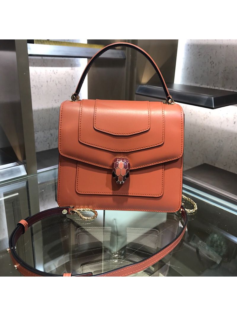 Bvlgari Serpenti Forever Flap Cover Bag with Handle Canyon Amber 284537