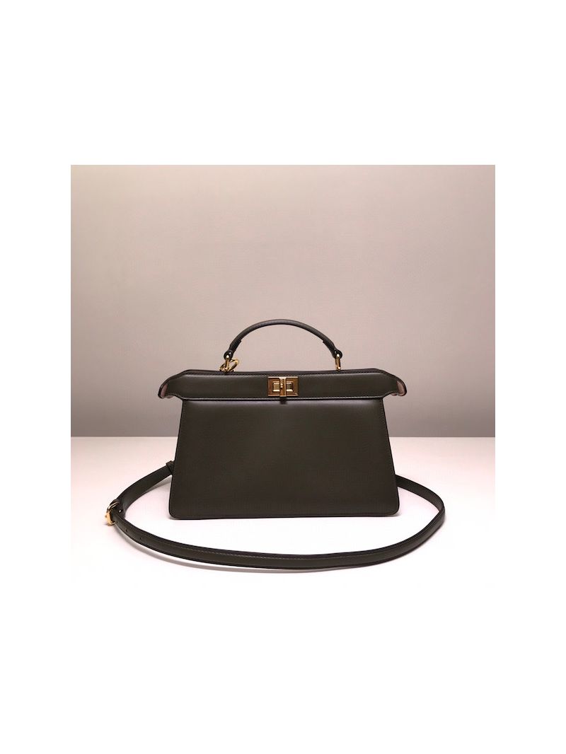 Fendi Peekaboo Iseeu East-West Khaki Green leather bag 8BN323