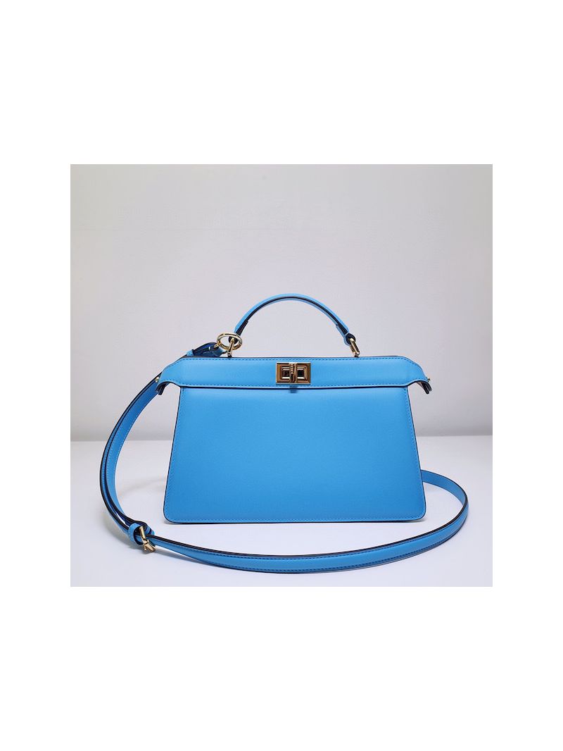 Fendi Peekaboo Iseeu East-West Sky Blue leather bag 8BN323