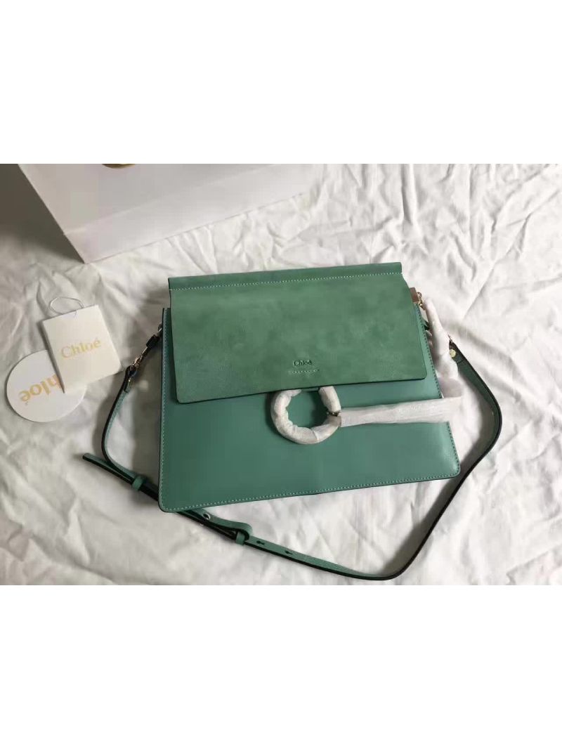 Chloe Faye Shoulder Bag Smooth n Suede Calfskin Mint