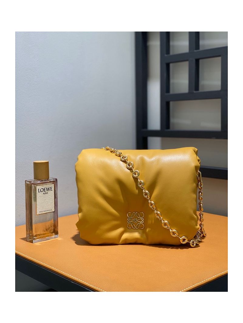 Loewe Puffer Goya bag in shiny nappa lambskin AP40P41 Camel
