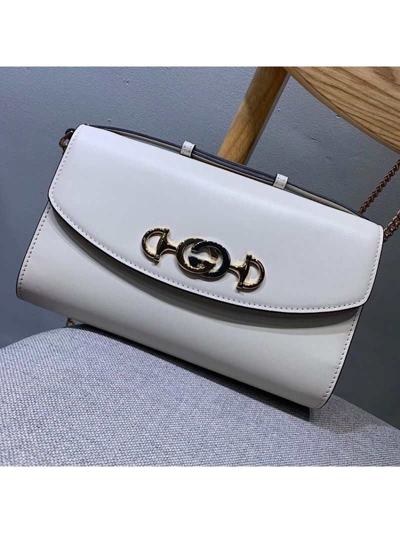 Gucci Zumi Smooth Leather Small Shoulder Bag 572375 White