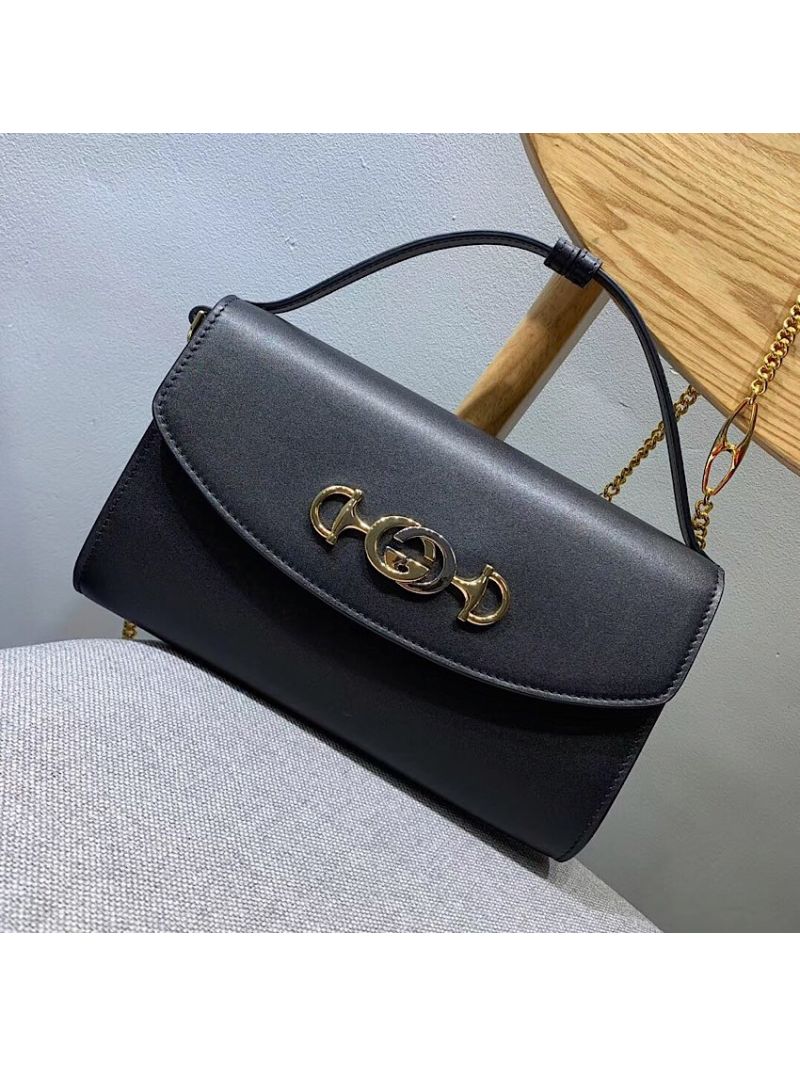 Gucci Zumi Smooth Leather Small Shoulder Bag 572375 Black