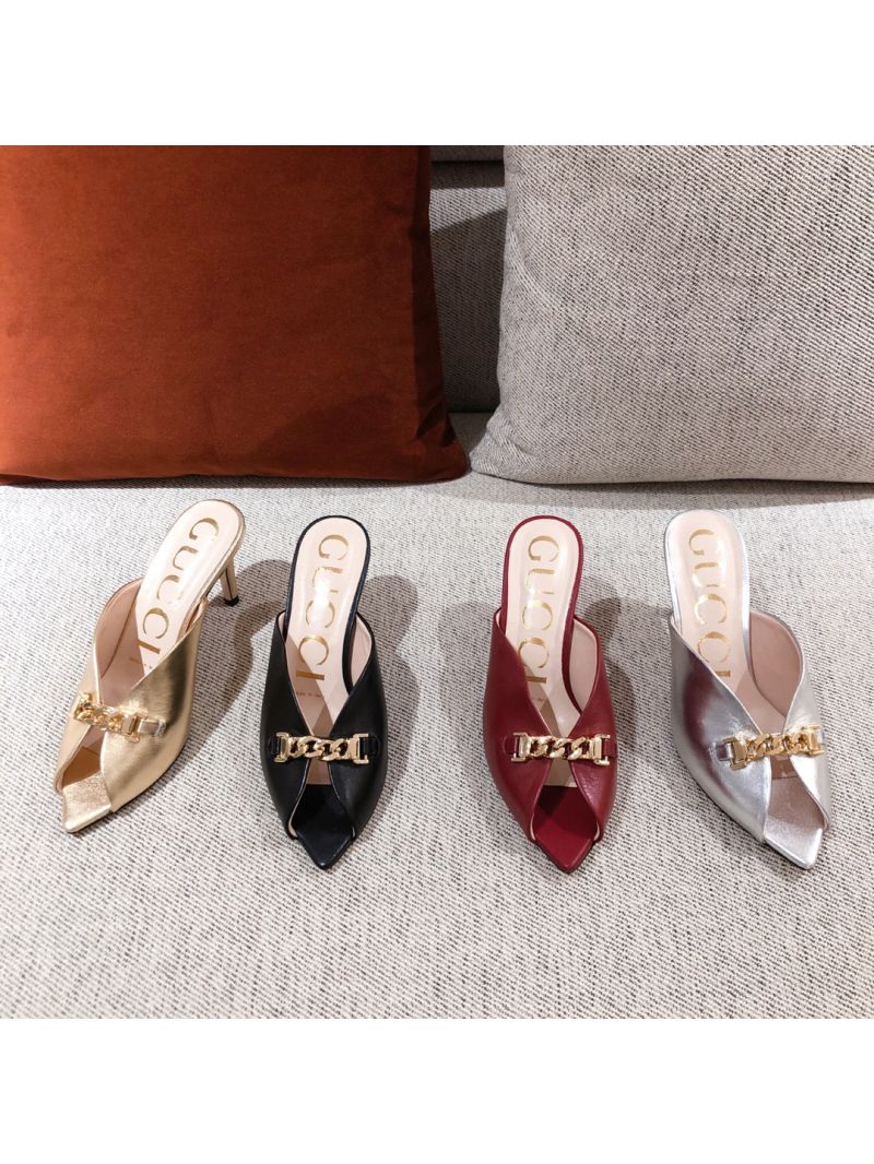 Gucci Women's Sylvie Slide Sandal with Chain 645444 in Calfskin