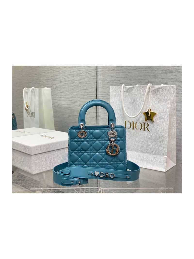 Dior My ABCdior Lady Dior Bag M0538 Azure Blue Cannage Lambskin