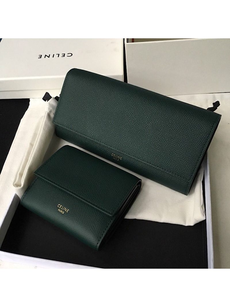 Celine Large Flap Wallet In Grained Calfskin 10B563 Amazone