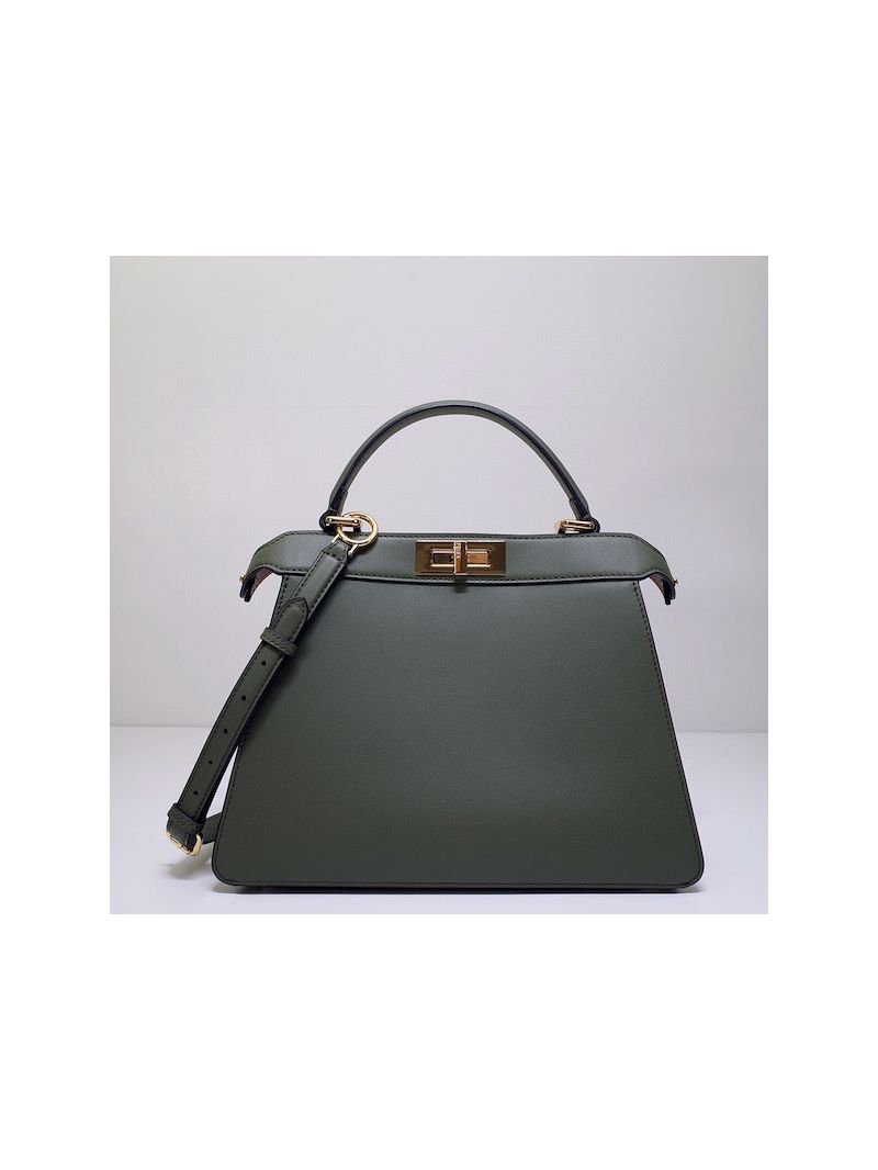 Fendi Peekaboo ISeeU Medium Khaki Green leather bag 8BN321