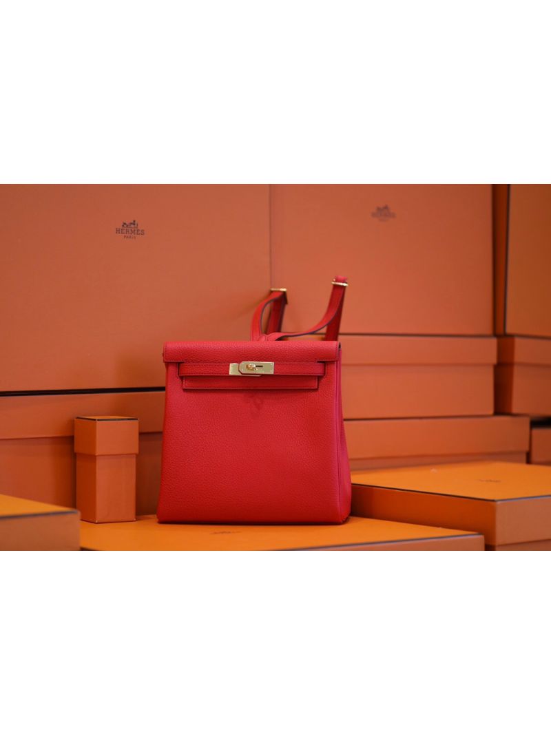 Hermes Kelly Ado Backpack Clemence Red