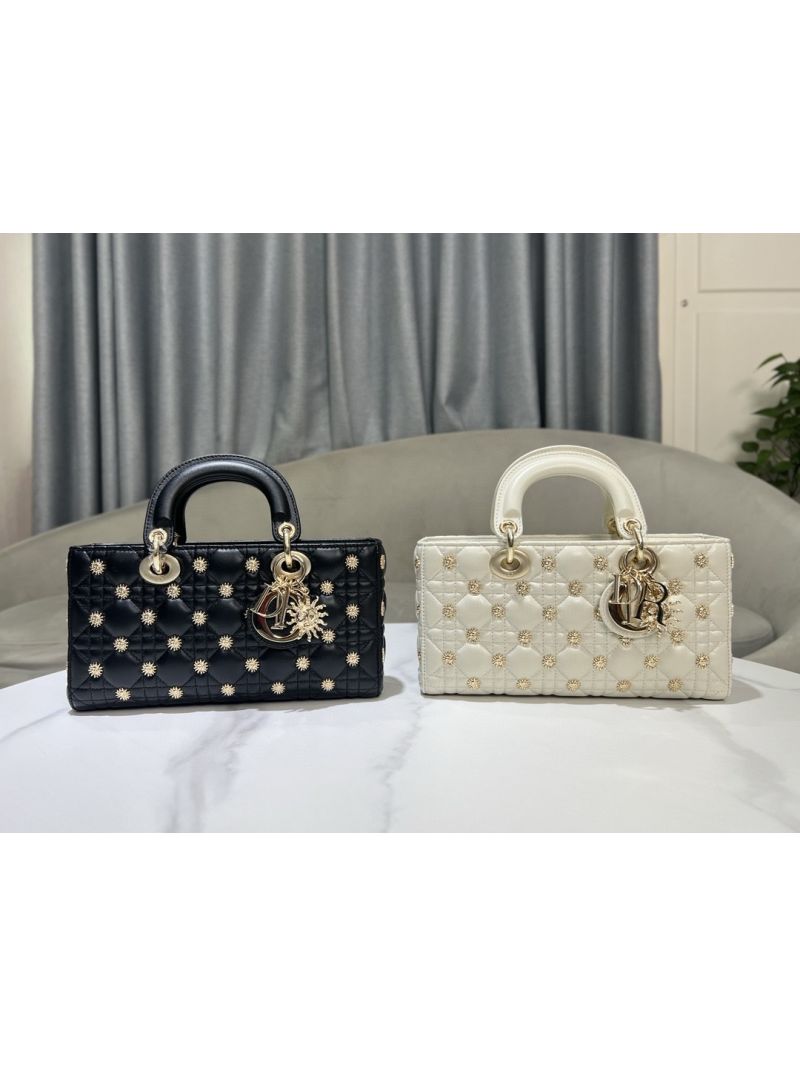 Dior Lady D-Joy Bag Black Cannage Lambskin with Gold-Finish Sun Studs M0540O