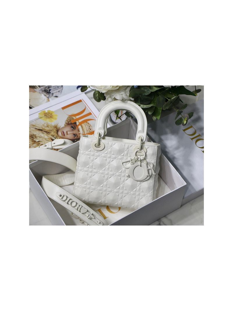 Dior Small Lady Dior My ABCdior Bag Latte Cannage Calfskin with Diamond Motif M0538