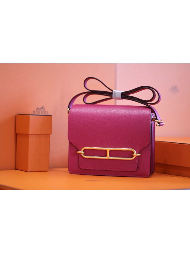 Hermès Roulis Evercolor Leather Shoulder Bag Rose Pourpre