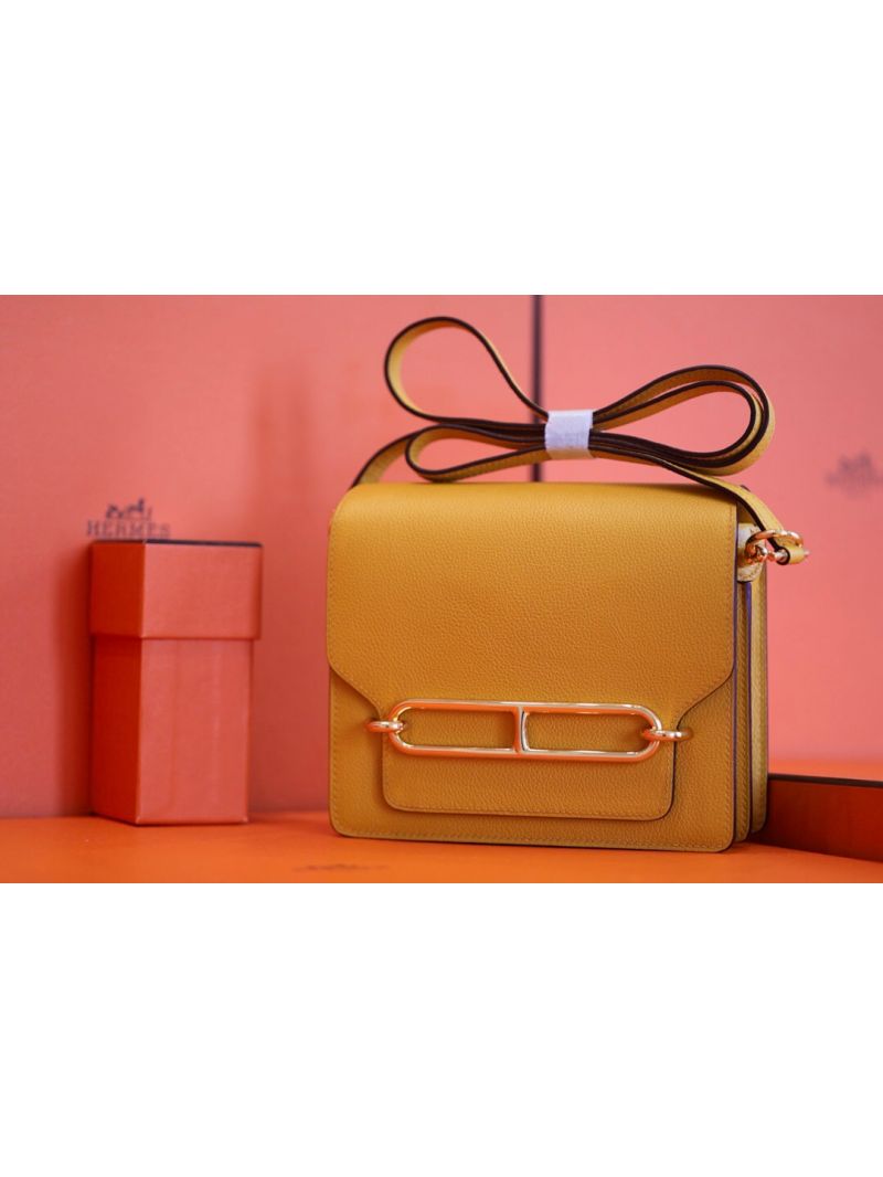 Hermès Roulis Evercolor Leather Shoulder Bag Golden Yellow