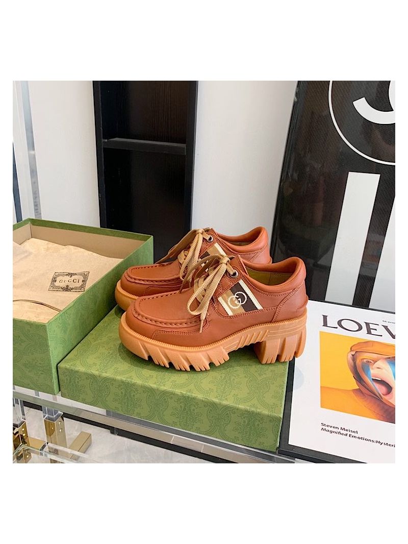 Gucci Women's Loafers with Interlocking G 663369 Brown