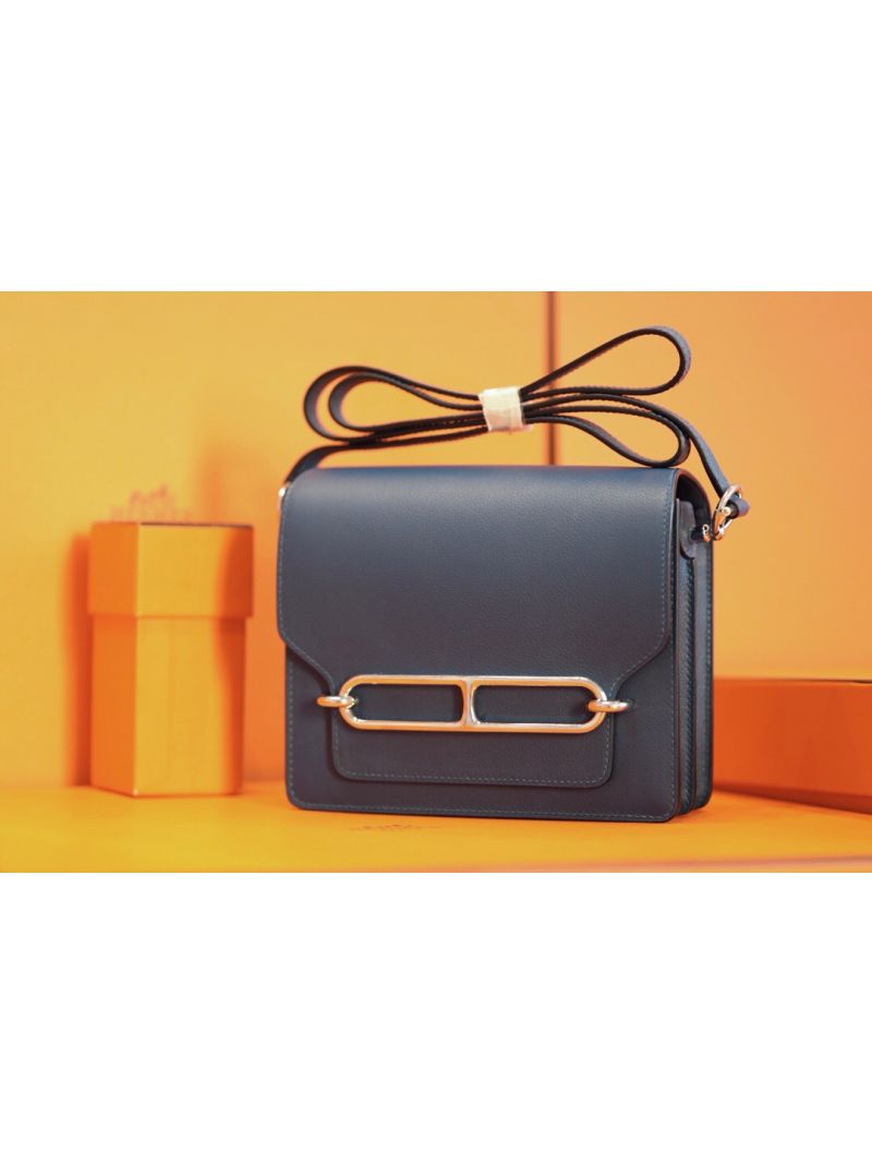 Hermès Roulis Evercolor Leather Shoulder Bag Deep Blue