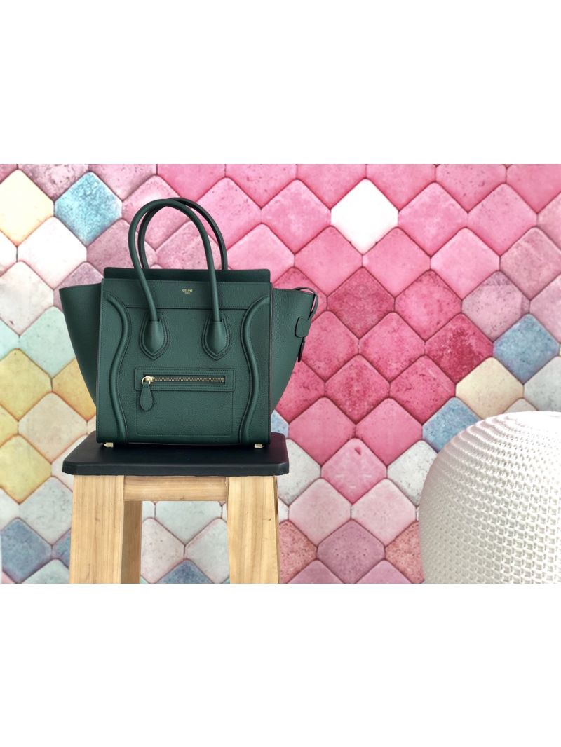 Celine Luggage Tote Drummed Calfskin Amazone