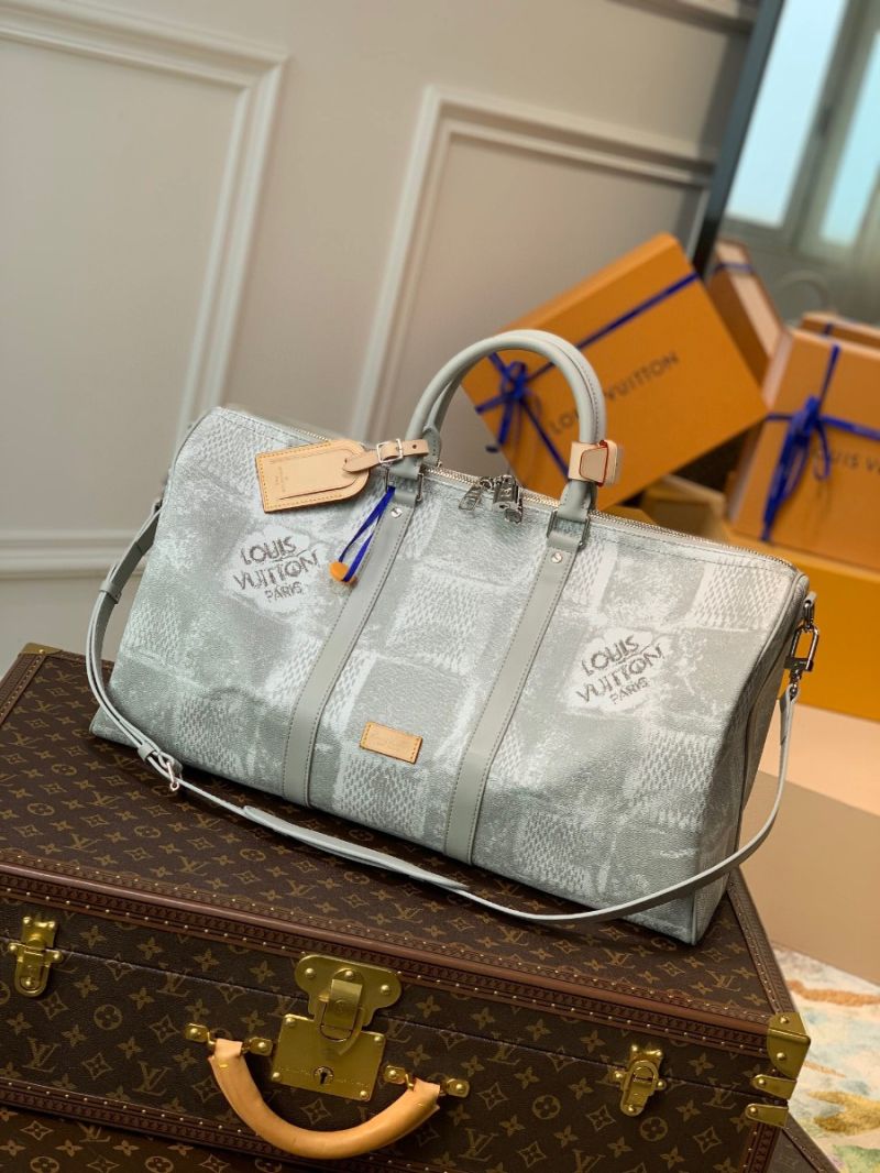 Louis Vuitton LV Keepall Bandoulière 50 Damier Salt Canvas N50069 Grey