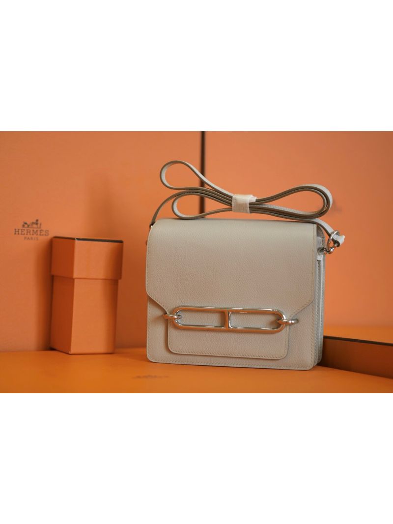 Hermès Roulis Evercolor Leather Shoulder Bag Pearl Grey