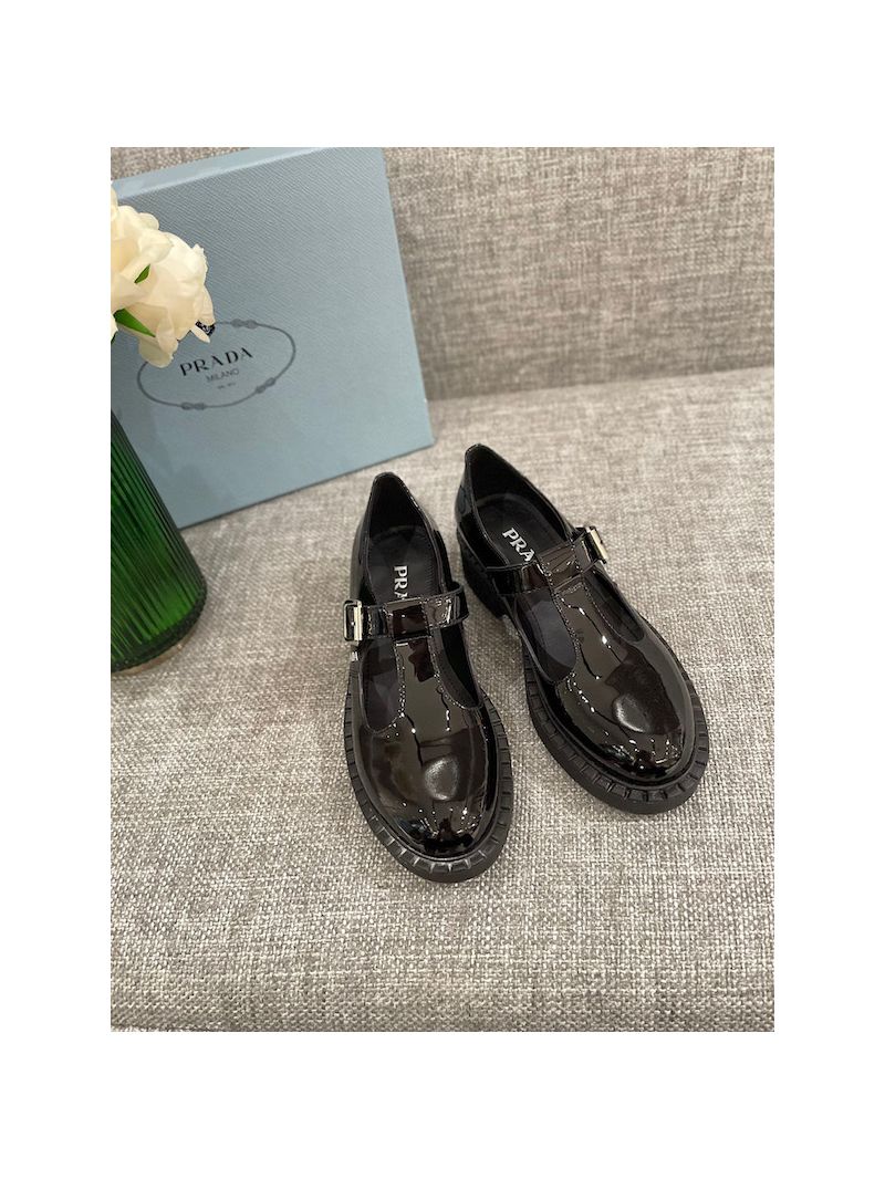 Prada Patent-leather Mary Jane T-strap Shoes 1E834M