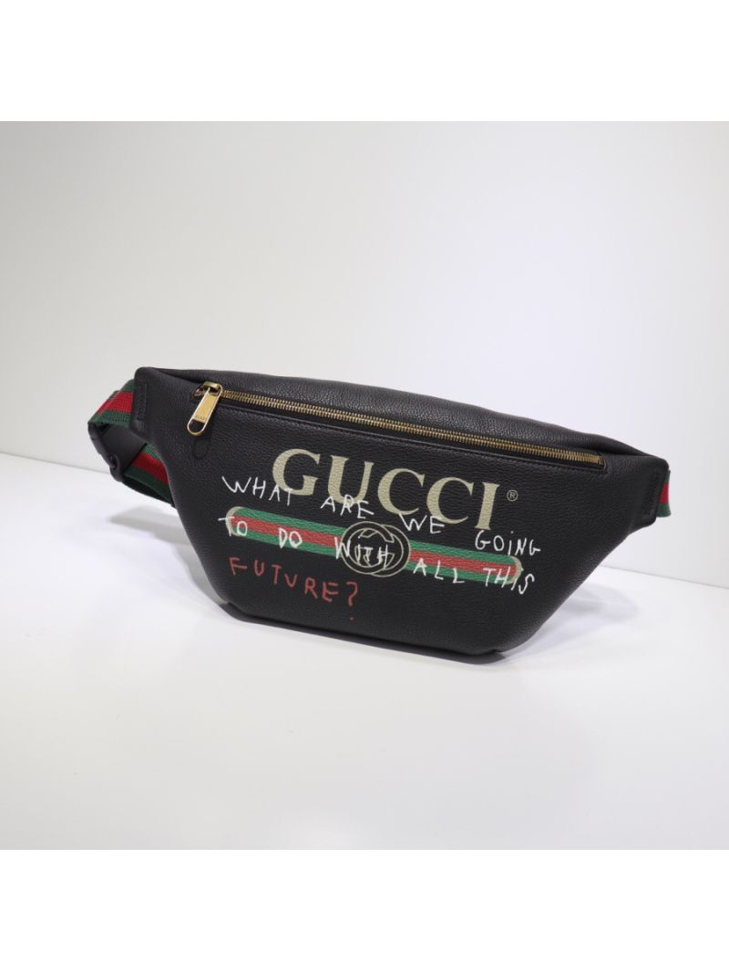 Gucci Coco Capitan logo belt bag 493869 in black leather