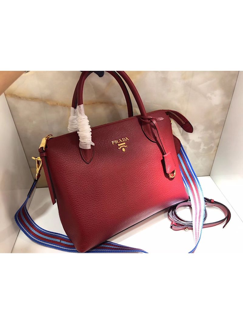 Prada Daino Leather Tote Bag 1BA157 Red