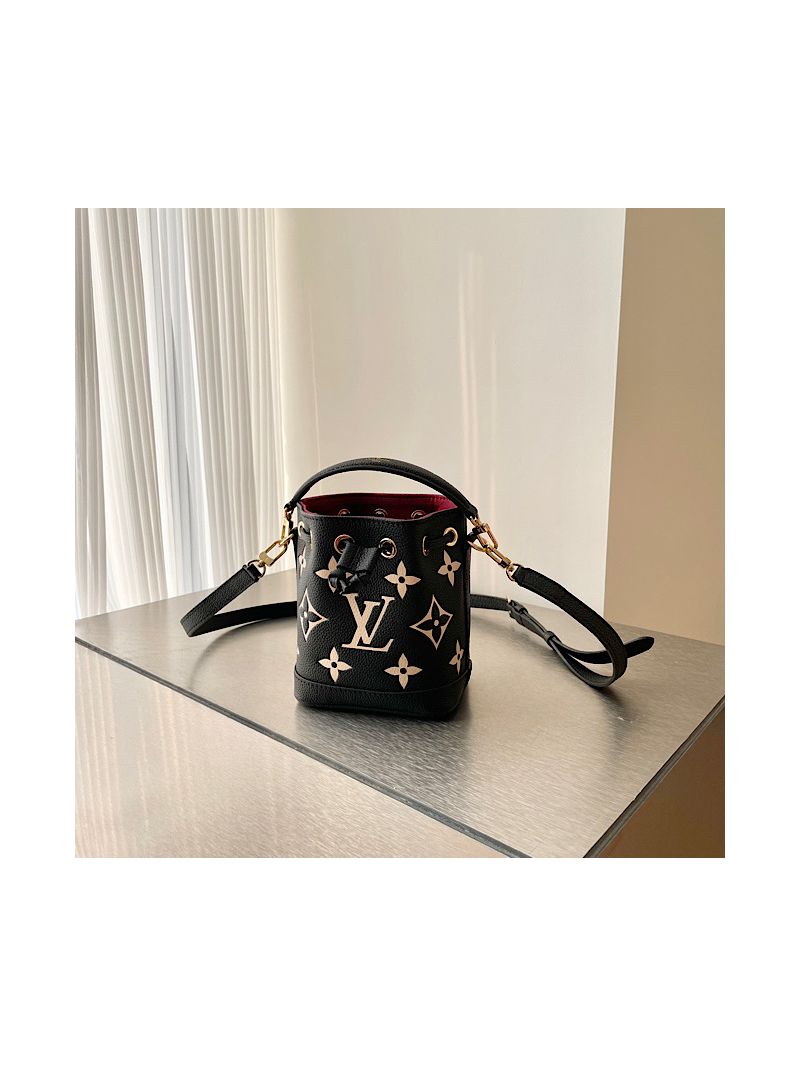 Louis Vuitton LV Nano Noé in Monogram Empreinte leather M46291 Black Beige