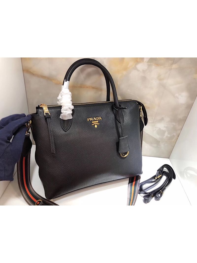 Prada Daino Leather Tote Bag 1BA157 Black