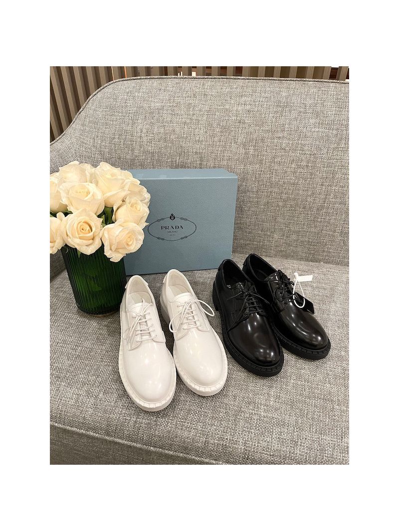 Prada Brushed-leather Derby Shoes 1E877M