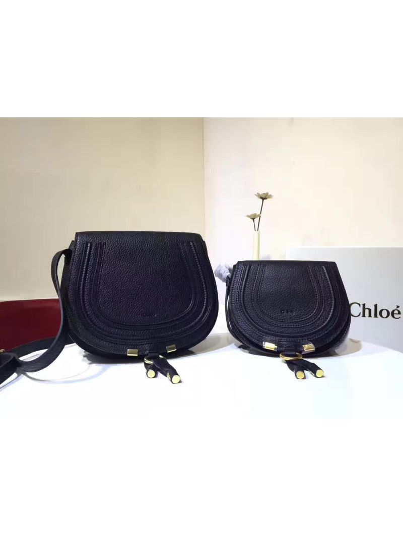 Chloe Mini Marcie Bag in Small Grain Calfskin Black