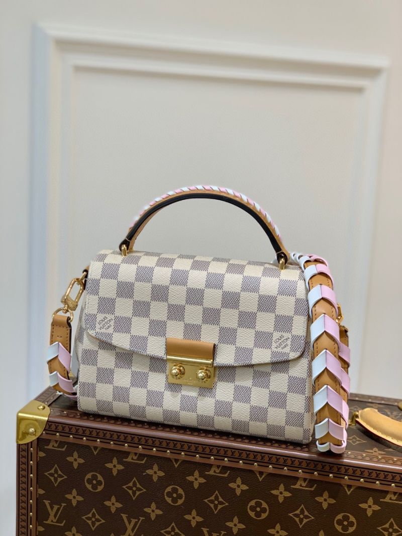 Louis Vuitton LV Croisette N50053 Damier Azur with Pink Braided Strap