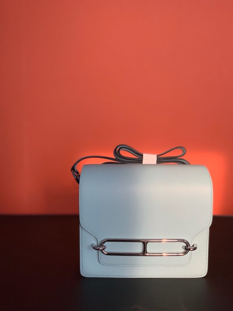 Hermès Roulis Evercolor Leather Shoulder Bag Lagoon Blue