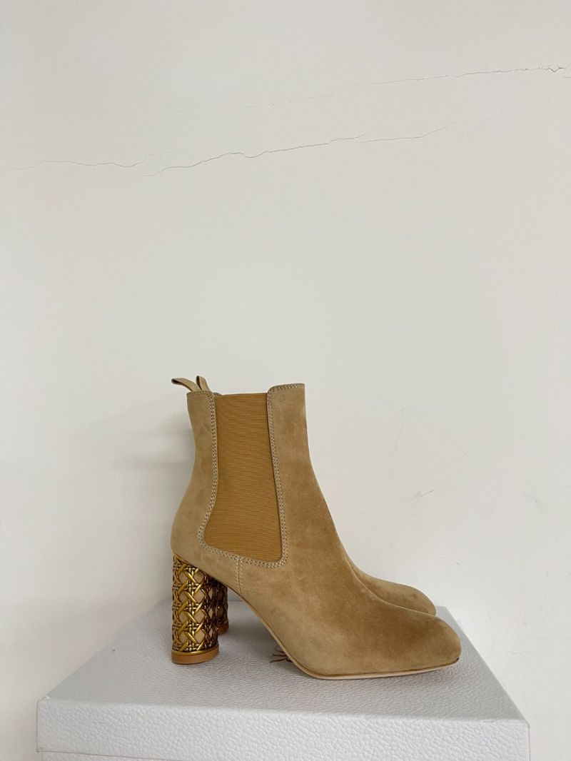 Dior Icon Heeled Ankle Boot Natural Beige Suede Goatskin KDT067V