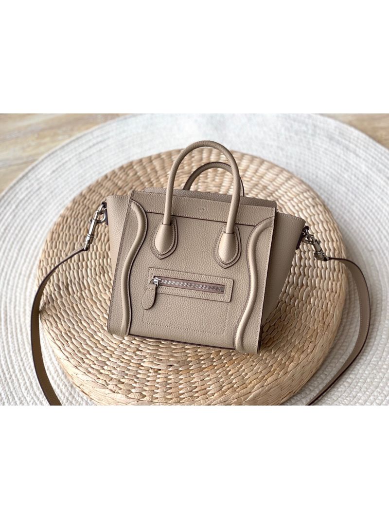 Celine Luggage Tote Drummed Calfskin Beige