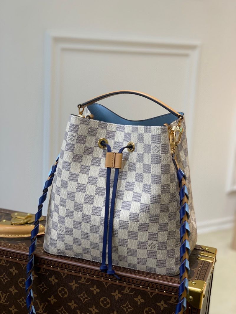 Louis Vuitton LV NeoNoe MM N50042 Damier Azur with Blue Braided Strap