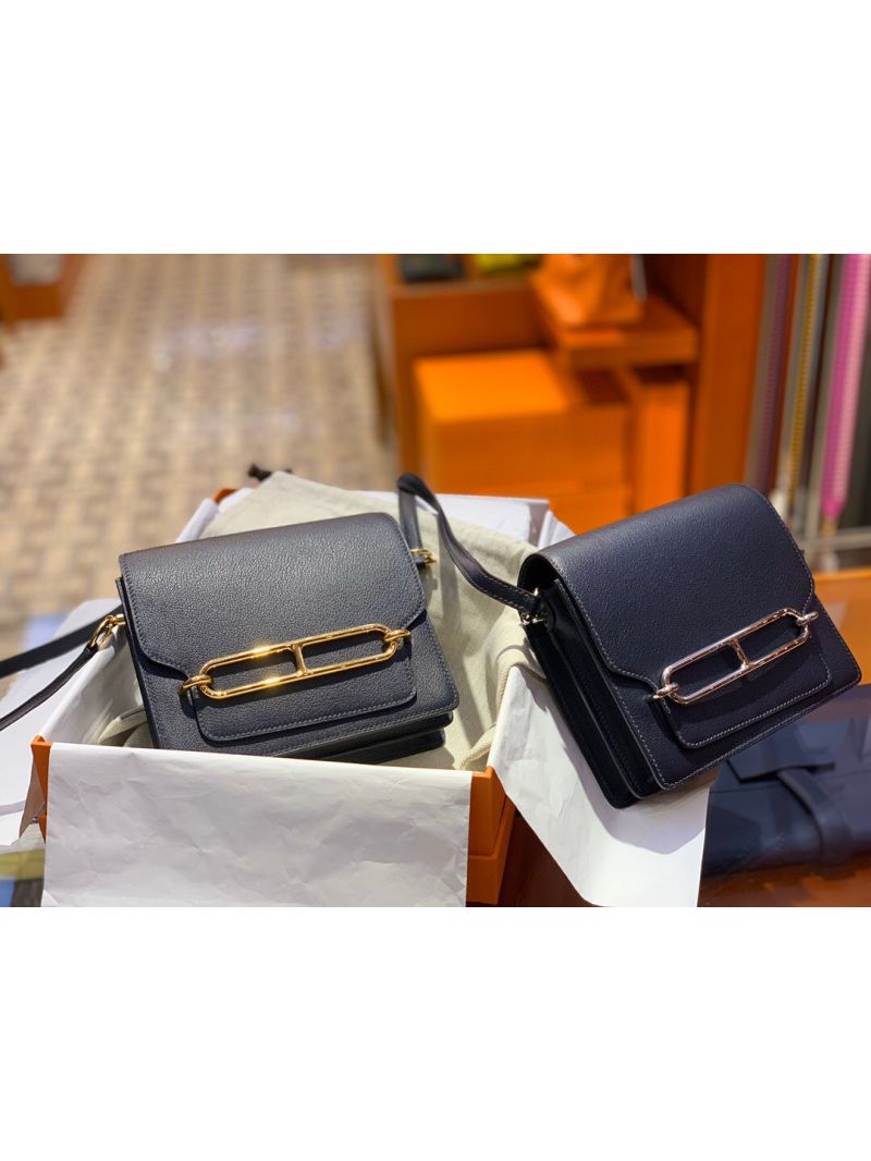 Hermès Roulis Evercolor Leather Shoulder Bag Blue Nuit