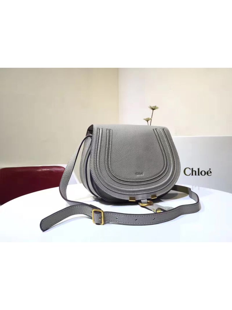Chloe Mini Marcie Bag in Small Grain Calfskin Grey