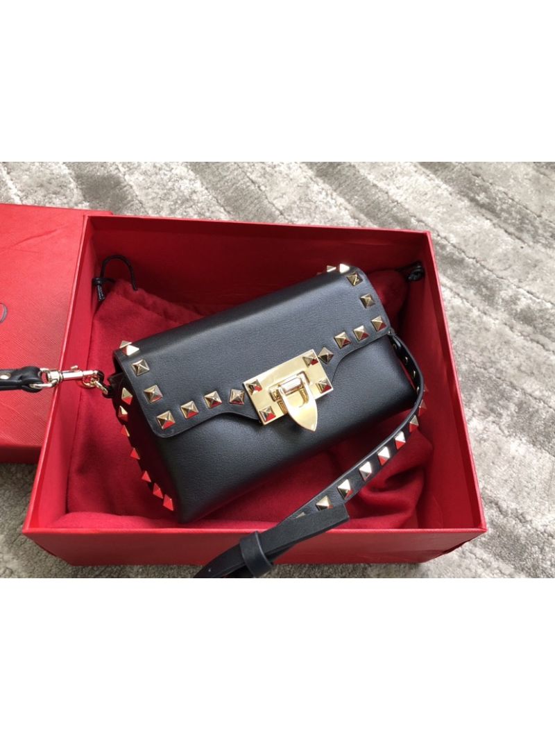 Valentino Garavani Valentino Garavani Rockstud Mini Leather Crossbody Bag Black