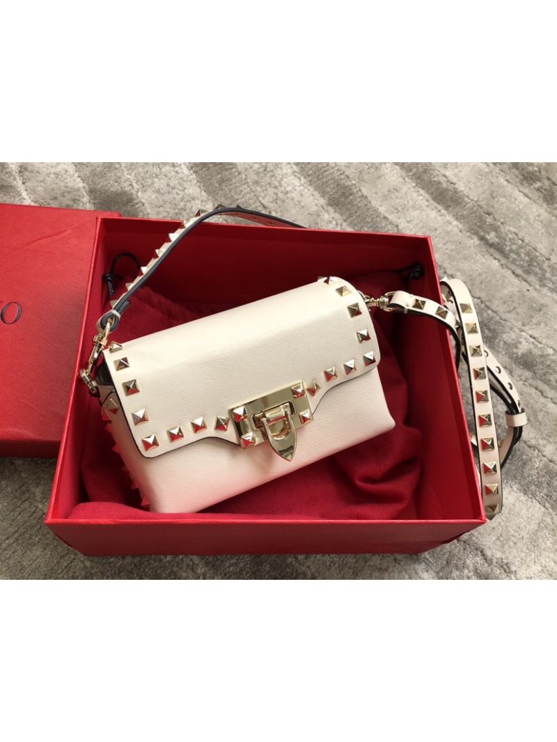 Valentino Garavani Valentino Garavani Rockstud Mini Leather Crossbody Bag Ivory