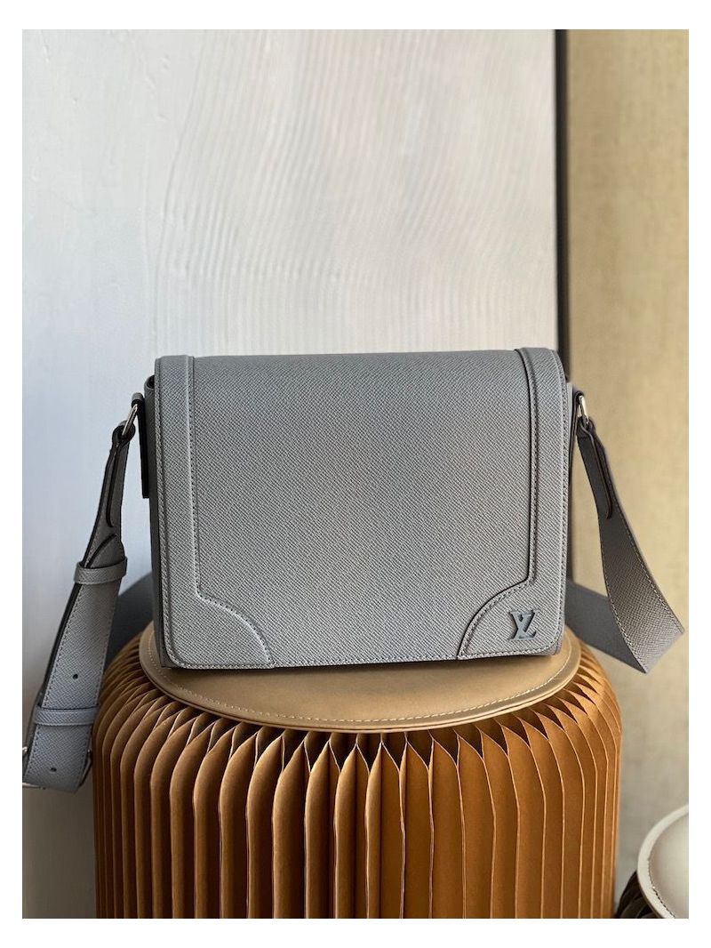 Louis Vuitton LV New Flap Messenger M30813 Gray Taiga Leather