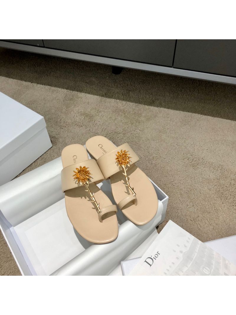 Dior Jardin Thong Sandal KCQ417 Calfskin Beige