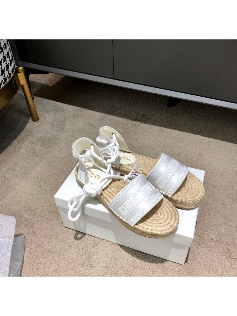 Dior Granville Mule Espadrille With Laces KDB596 White