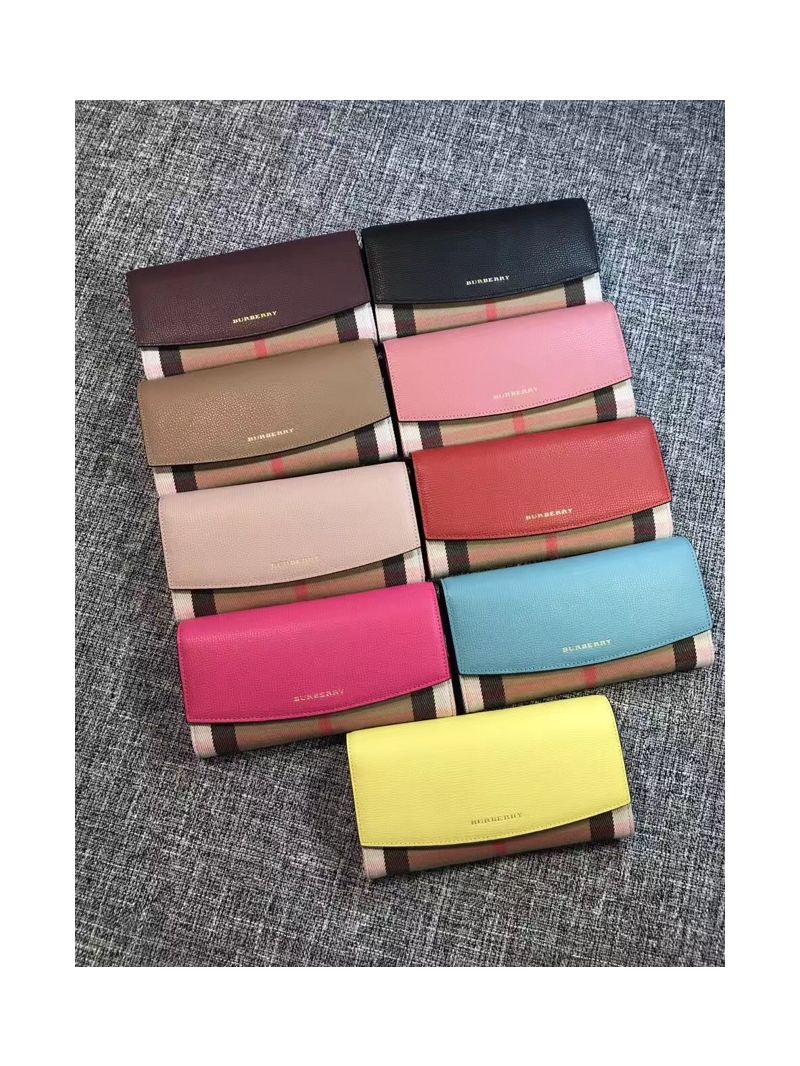 Burberry House Check And Grainy Leather Continental Wallet