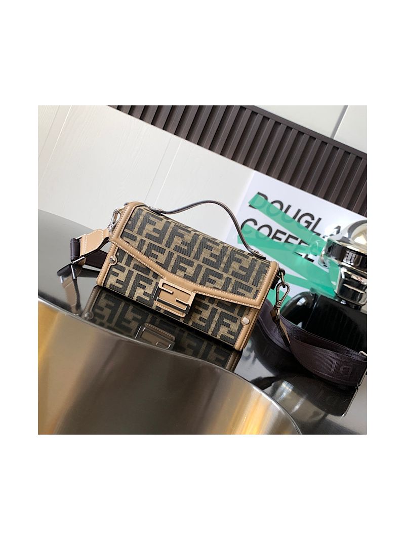 Fendi Soft Trunk Baguette Brown FF fabric bag 7VA565